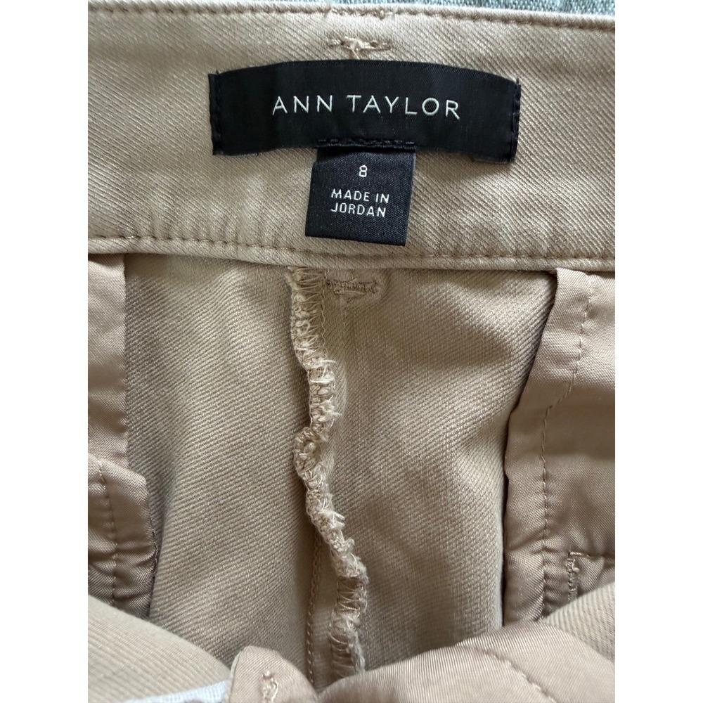 Ann Taylor Womens Khaki Tan Belted Utility Shorts Size 8 High Rise Twill Chino - Picture 4 of 4